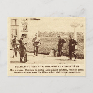 Cartão Postal Soldados suíços e alemães da Primeira Guerra Mundi