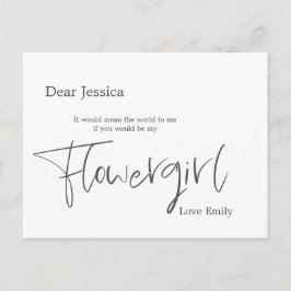 Cartão Postal Solicitação de Fllowergirl de Script de Na moda Ca