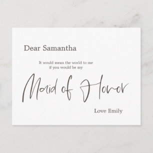 Cartão Postal Solicitação de Madrinha de casamento de Script de 