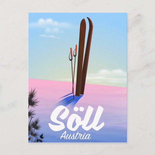 Cartão Postal Söll, poster de viagens de Esqui da Áustria (Frente)