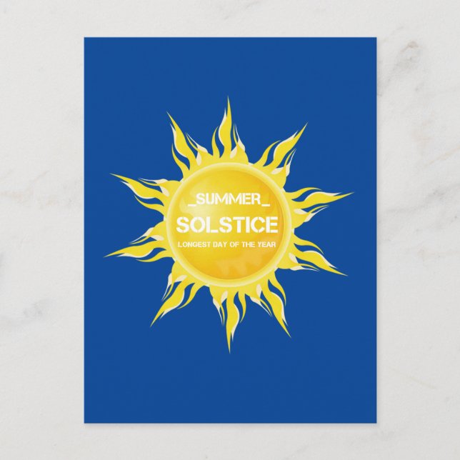 Cartão Postal Solstício de verão azul o dia mais longo do ano (Frente)