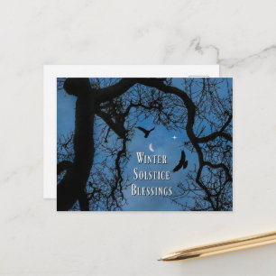 Cartão Postal Solstício Inverno Bênçãos Raven Oak Tree Moon