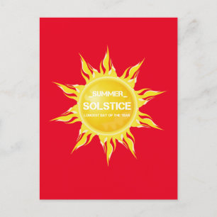 Cartão Postal Solstício vermelho do verão o dia mais longo do an
