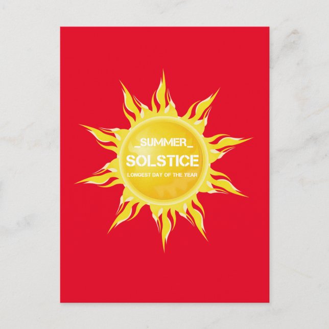 Cartão Postal Solstício vermelho do verão o dia mais longo do an (Frente)