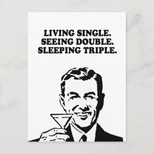 CARTÃO POSTAL SOLTEIRO VIVO - VER DUPLO - TRIPLO DE DORMIR T-