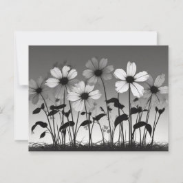 Cartão Postal Sombras Florais Brancas e Pretas Sonoras