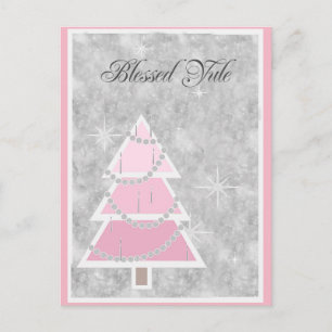 Cartão Postal Sombreado rosa, placas Yule
