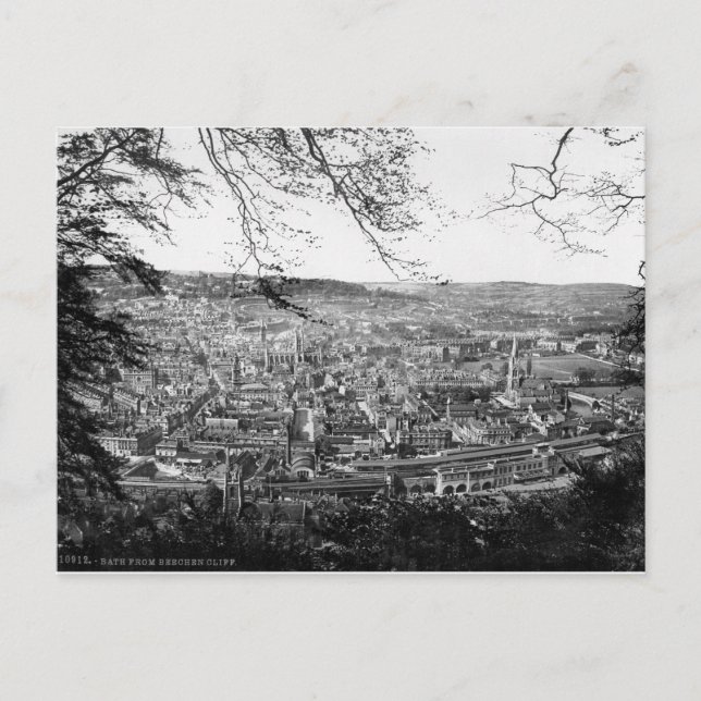 Cartão Postal Somerset, Reino Unido, Bath City panorama c1895 (Frente)
