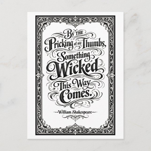 Cartão Postal "Something Wicked This Way Comes" Shakespeare (Frente)