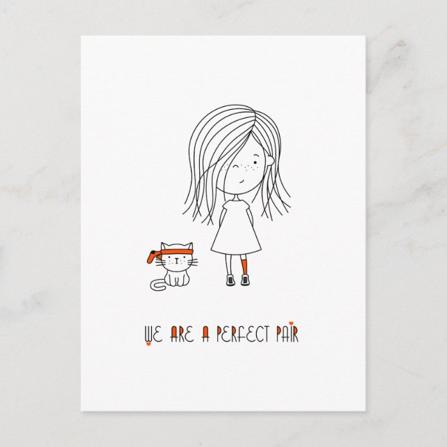 Cartão Postal Somos um Par Perfeito Menina Bonita e Divertida (Frente)