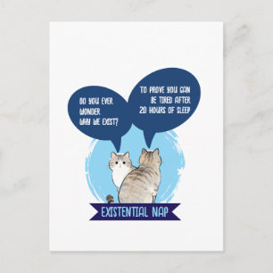 Cartão Postal Soneca Existencial Humor de Gato Dorminhoco Citaçã