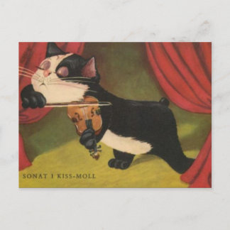 Cartão Postal Soneto Gato Jogando Violino A Partir Do PC De 1909