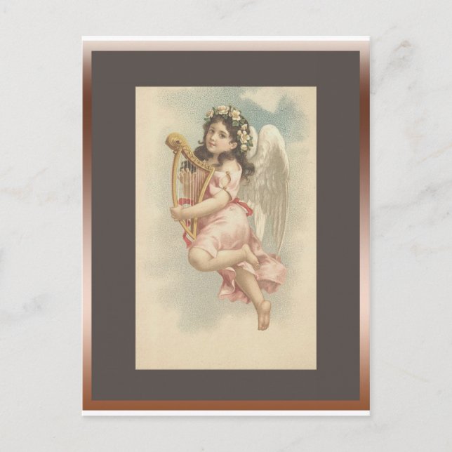 Cartão Postal Song - Little Girl with Harp (Frente)