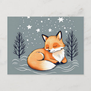 Cartão Postal Sonhando Fox Night Sky