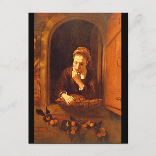 Cartão Postal Sonhando', Nicolaes Maes_Dutch Mestrados (Frente)