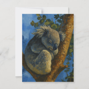 Cartão Postal Sonhando no Eucalipto - Dormindo na Arte Koala