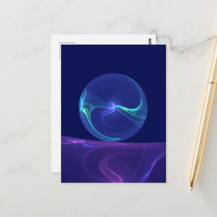 Cartão Postal Sonho Abstrato de Arte Fractal Roxo Azul Luminoso