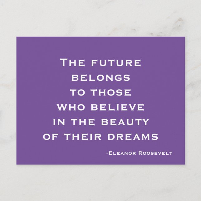Cartão Postal Sonho, Acredite, Motivacional Roxo e Branco (Frente)