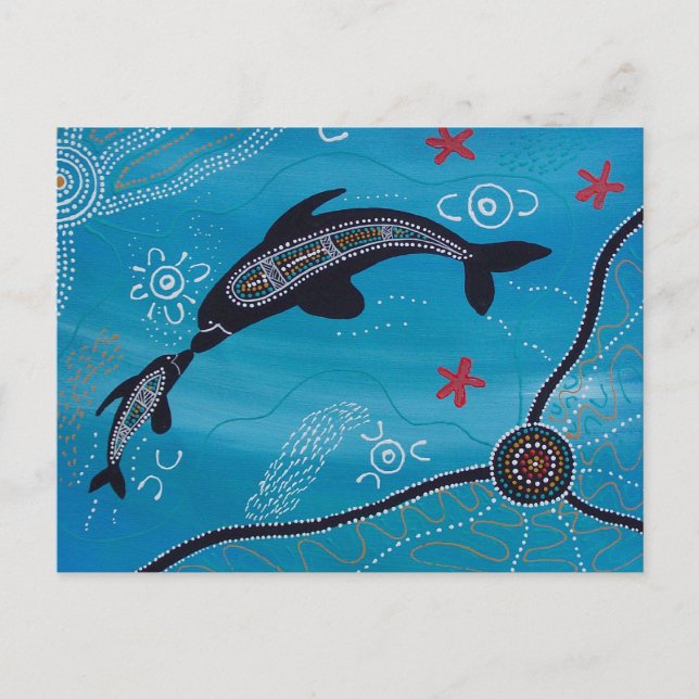 Cartão Postal Sonho de golfinhos e bezerros (Frente)