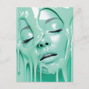 Cartão Postal Sonho de Menina Menta Líquida Arte Abstrata