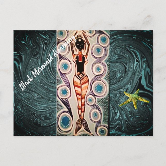 Cartão Postal Sonho de sereia negra. (Frente)