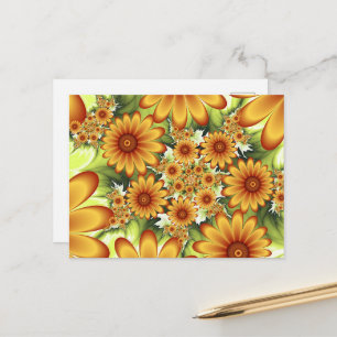 Cartão Postal Sonho Floral, Arte Fractal de Flor Abstrata Modern