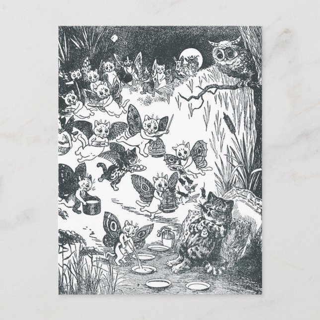 Cartão Postal Sonho gatinho de Fairyland, Louis Wain (Frente)