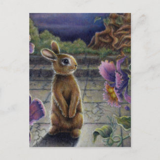 Cartão Postal Sonho Noturno de Coelho e Flores