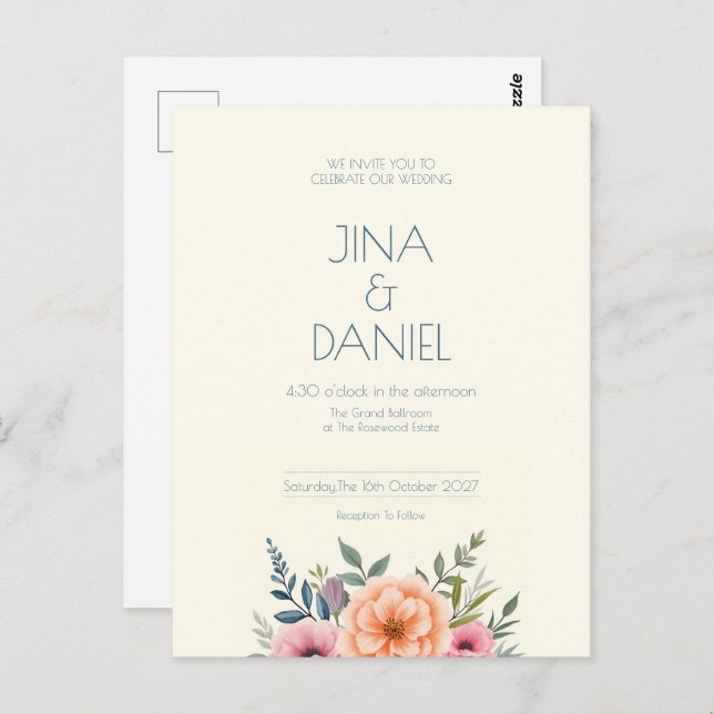 Cartão Postal Sonho Pêssego e Petal (Frente/Verso)