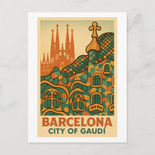Cartão Postal Sonho Retro de Gaudí – Viagem a Barcelona