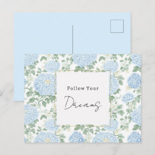 Cartão Postal Sonhos de Flores Brancas Azuis Claras e Bonitas