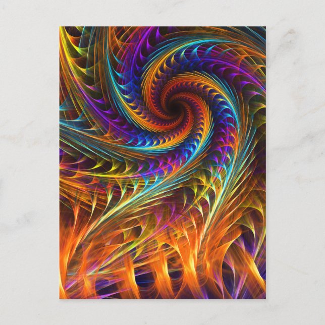 Cartão Postal "Sonhos de giro" - Arte Fractal de Espiral Abstrat (Frente)