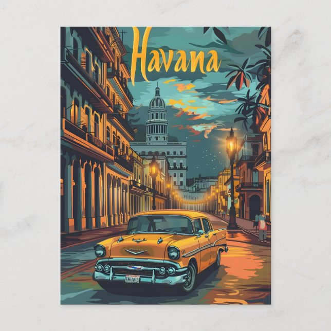 Cartão Postal Sonhos de Havana: Cruzeiro em um Carro Antigo (Frente)