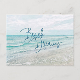 Cartão Postal Sonhos de Praia Citação Inspiradora Ondas do Ocean