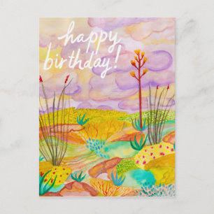 Cartão Postal Sonhos do Deserto Aquarela Novo México Aniversário