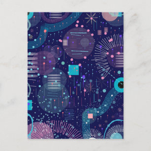 Cartão Postal Sonhos Profundos Azuis Arte Abstrata