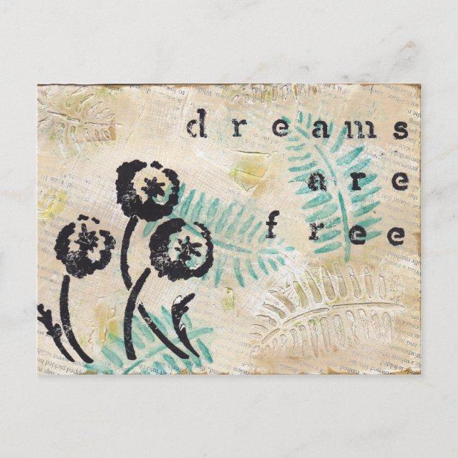 Cartão Postal Sonhos são gratuitos (Frente)