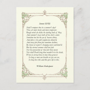 Cartão Postal Sonnet nº 18 por William Shakespeare