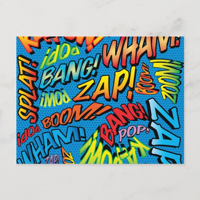 Cartão Postal Sons de Arte Pop de Quadrinhos Retrô Divertidos (Frente)