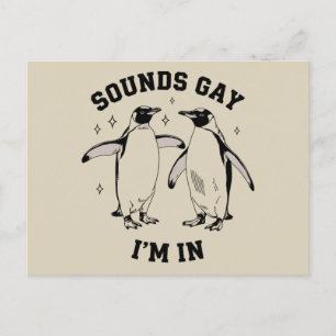 Cartão Postal Sons de Pinguim Gay Soam Gays Estou Em Vintage Que