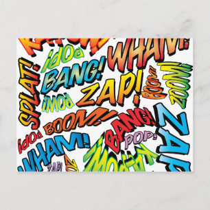 Cartão Postal Sons divertidos de histórias em quadrinhos pop art