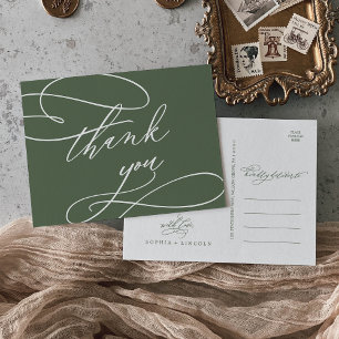Cartão Postal SOPHIA Woodland Olive Green Casamento Obrigado
