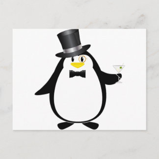 Cartão Postal Sophisticated Penguin with Martini