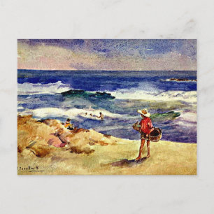 Cartão Postal Sorolla - Menino na Areia, arte fina