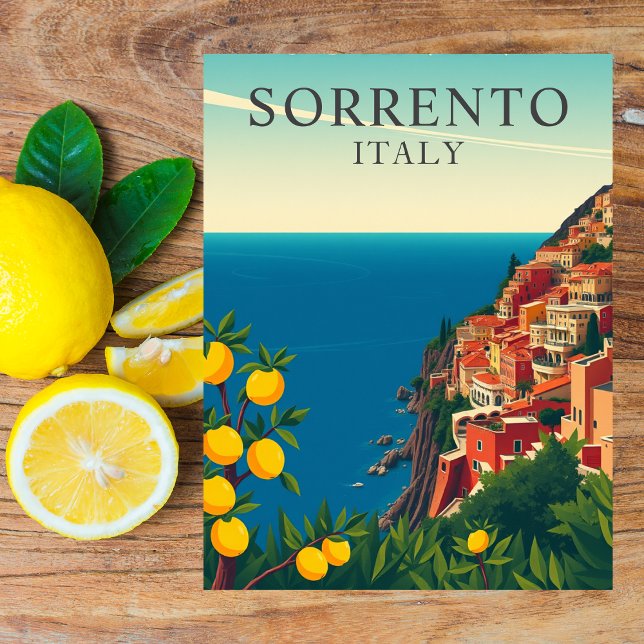 Cartão Postal Sorrento, Itália Lemons Viagem Retro (Sorrento, Italy Lemons Travel Retro Postcard
)