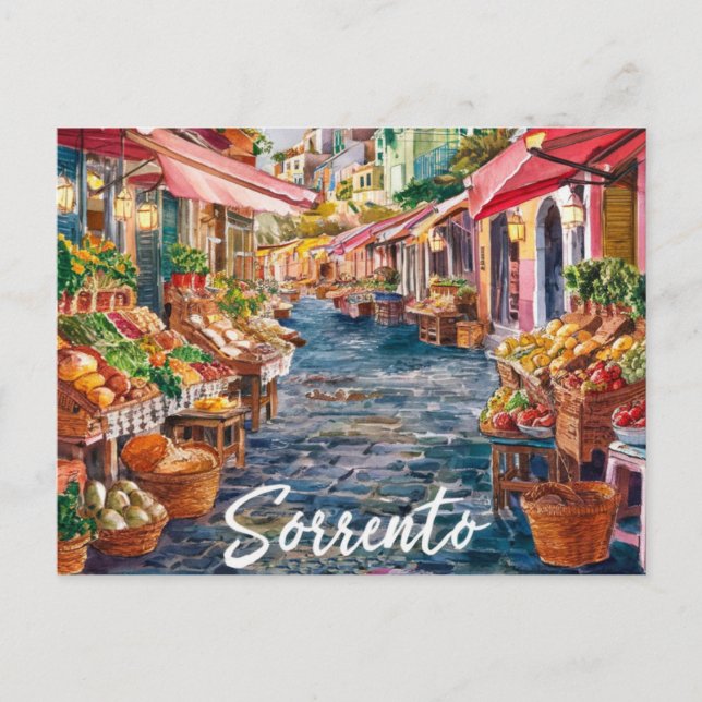 Cartão Postal Sorrento Itália — Pintura no mercado (Frente)