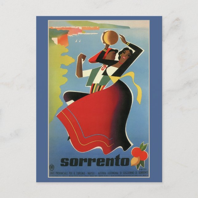 Cartão Postal Sorrento vintage Italian travel advertising (Frente)
