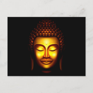 Cartão Postal Sorridente Senhor Buda Dourado e Preto