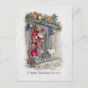 Cartão Postal Sorrir Papais noeis de Vintage com Presentes