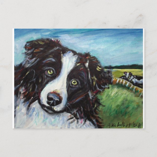 Cartão Postal Sorriso de collie de fronteira (Frente)